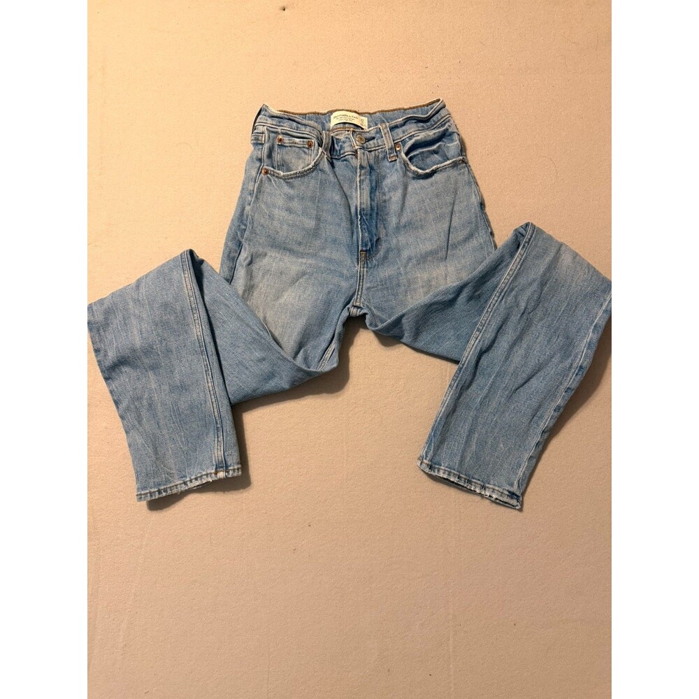 Abercrombie & Fitch 90s Slim Straight Jeans Ultra High Rise Blue Denim 25 0R